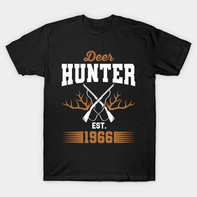 Gifts for 55 Year Old Deer Hunter 1966 Hunting 55th Birthday Gift Ideas T-Shirt by uglygiftideas